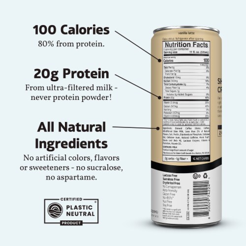 Slate Vanilla Latte High Protein Iced Coffee 11oz Perspective: back