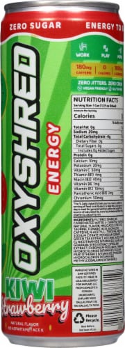OxyShred Ultra Energy Kiwi Strawberry Energy Drink Can Perspective: back
