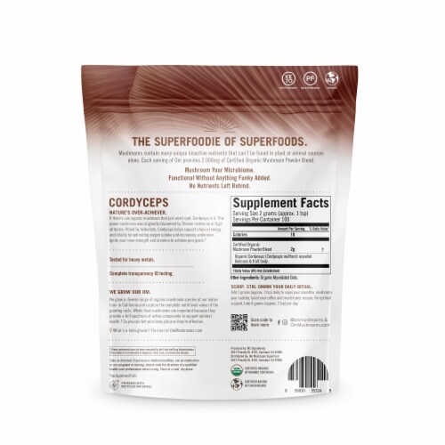 Om Mushroom® Cordyceps Organic Superfood Mushroom Powder Perspective: back
