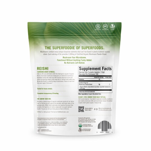 Om® Reishi Mushroom Superfood Powder Perspective: back