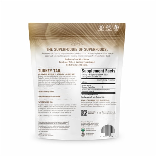 Om® Turkey Tail Mushroom Superfood Powder Perspective: back