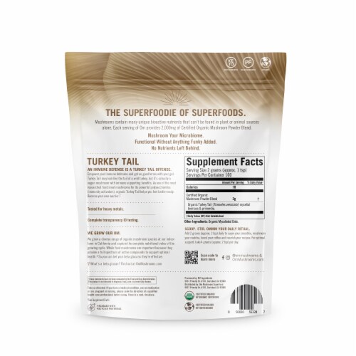 Om® Turkey Tail Mushroom Superfood Powder Perspective: back