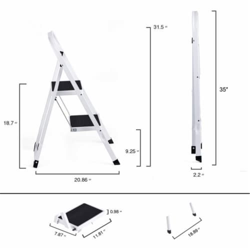 Delxo Non-Slip 2 Step Stool Folding Steel Wide Step Ladder