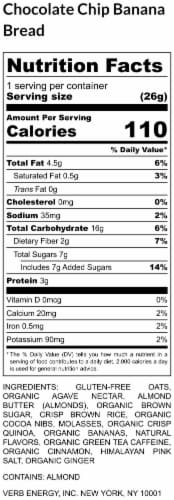 Verb® Banana Bread Chocolate Chip Caffeinated Nutrition Bars Perspective: back