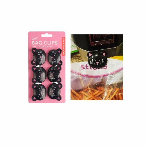 6 Pc Sealing Chip Clips Storage Bag Fresh Food Snack Clip Grip Coffee Crafts Cat Perspective: back
