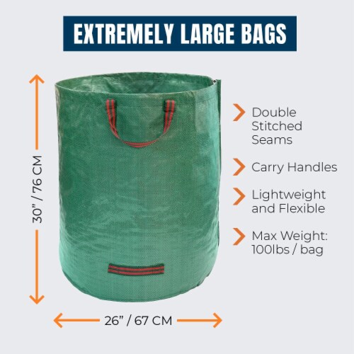 3-Pack 72 Gallons Garden Bag - Reusable Yard Waste Bags, Lawn Pool Garden Waste Bag Perspective: back