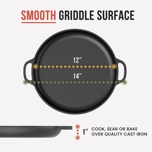 Chef Pomodoro Cast Iron Pizza Pan, 12 Inch Pre-Seasoned Skillet, with Handles, Baking Pan Perspective: back