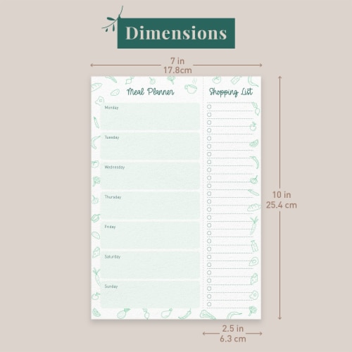 Rileys & Co 52-Page Meal Planner Note Pad with Tear-off Grocery List, Weekly Menu Planning Perspective: back