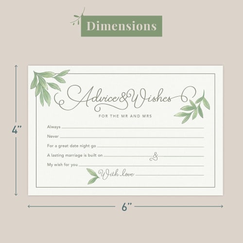 Rileys & Co Advice and Wishes Cards for Newlyweds, 4x6", Wedding Reception Decorations, 50pcs Perspective: back