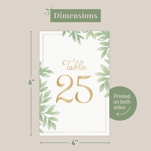 Rileys & Co Large Wedding Table Number Cards 1-25 and Head Table Sign, Gold Foil 26 Pcs -4x6" Perspective: back
