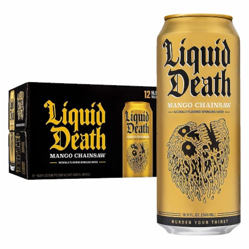Liquid Death Mango Chainsaw Sparkling Water Perspective: back