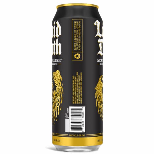 Liquid Death, Sparkling Mountain Water, Real Mountain Source, 100% American Made Perspective: back
