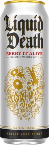 Liquid Death® Berry It Alive Flavored Sparkling Water Can Perspective: back