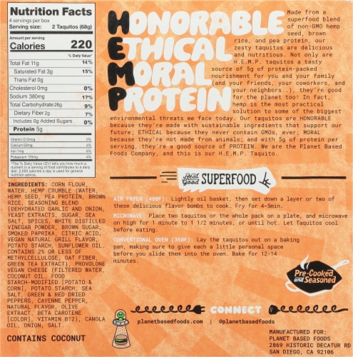 Planet Based Foods™ HEMP Vegan Original Taquito with Cheese Perspective: back