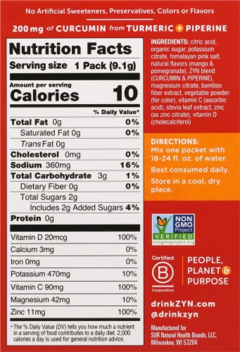 ZYN Turmeric Electrolyte Drink Mix - Mango Pomegranate Perspective: back