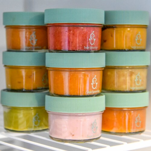 Sage Spoonfuls Reusable Glass 4oz Baby Food Jars With Airtight Lids - 12-Pack Perspective: back