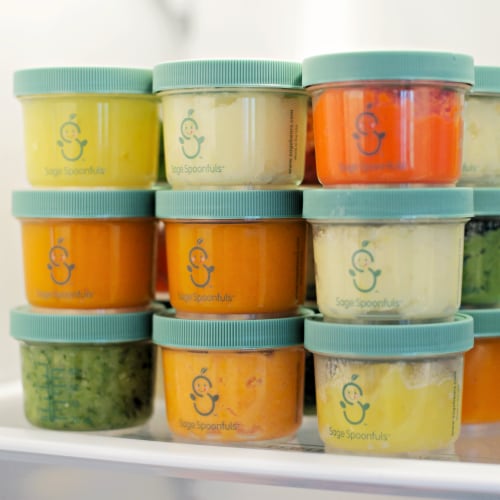 Sage Spoonfuls Reusable Plastic 4oz Baby Food Jars With Lids - 12-Pack Perspective: back