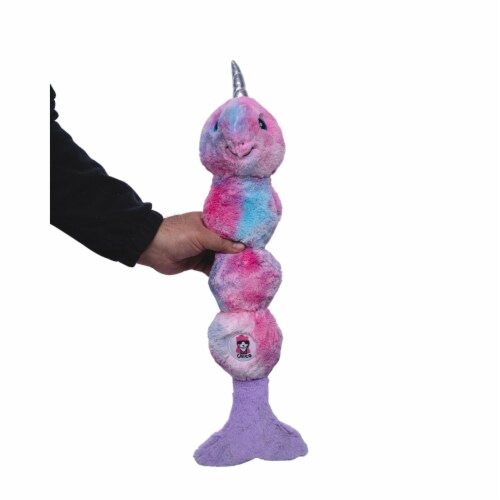 JoJo Modern Pets Tie Dye Narwal Skinny Plush Dog Chew Toy With Squeakers Perspective: back