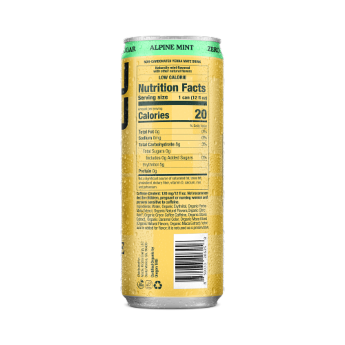 Machu Picchu Zero Sugar Alpine Mint Yerba Mate Energy Drink Perspective: back