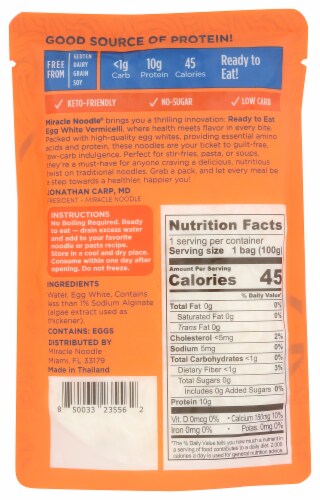 Miracle Noodle™ Gluten Free Vermicelli Style Egg White Noodles Perspective: back