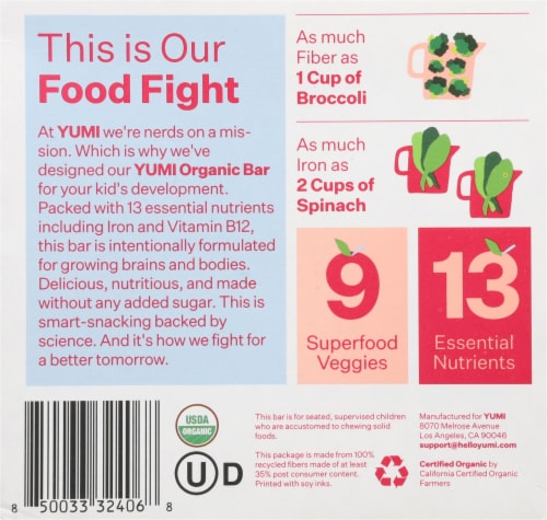YUMI™ Strawberry Rhubarb Organic Toddler Snack Bars Perspective: back