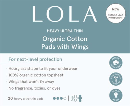 LOLA Ultra Thin Pads with Wings Heavy Absorbency Unscented Perspective: back