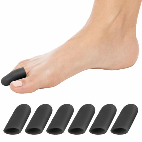 ZenToes 6 Pack Gel Toe Caps - Cushions and Protects Big Toes from Rubbing - (Small, Black) Perspective: back