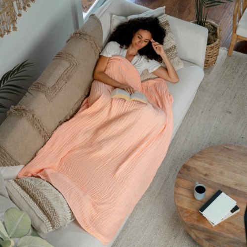 Muslin Blanket for Adults, Extra Large Twin 90” x 66” (Lace Pink), Twin 90" X 60" King Soopers