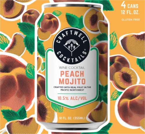 Craftwell Cocktails® Peach Mojito Wine Cocktail Perspective: back