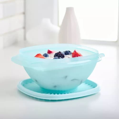 Tupperware Heritage Square Bowl - Aquamarine Perspective: back