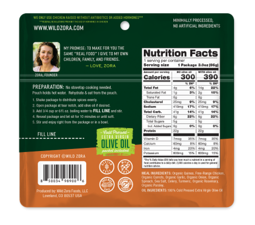 Wild Zora® Herb Roasted Chicken Quick Quinoa Meal Perspective: back