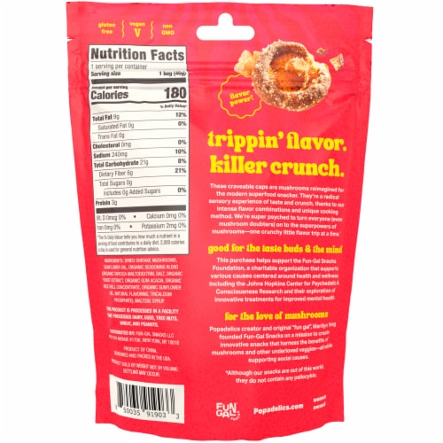 Popadelics Crunchy Mushroom Chips Twisted Thai Chili Perspective: back