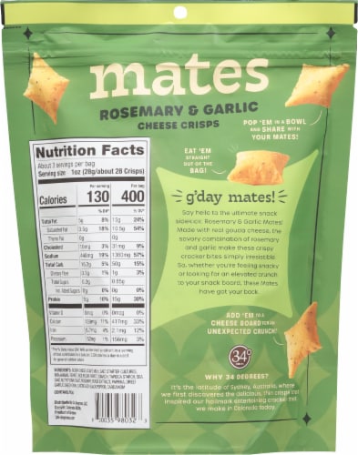 34 Degrees Mates Rosemary & Garlic Cheese Crisps Perspective: back