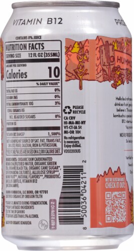 Humm® Zero Sugar Peach Lemonade Probiotic Kombucha Perspective: back