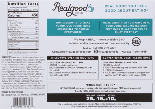 Real Good Foods® Chicken Flour Tortilla Green Enchilada Perspective: back