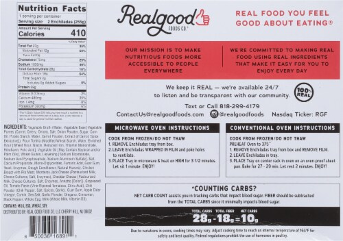 Real Good Foods Co.® Flour Red Tortilla Chicken Enchilada Perspective: back