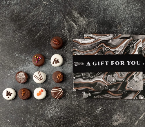 GLUTEN FREE CHOCOLATE COVERED COOKIES FOR HOLIDAY, BIRTHDAY, CORPORATE GIFT BASKET [12 COUNT] Perspective: back