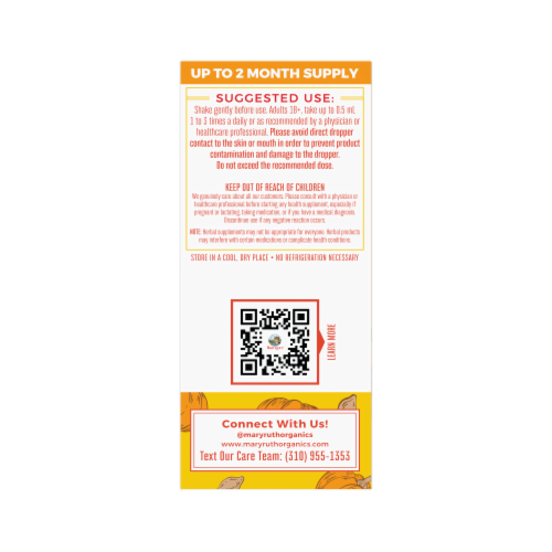 Maryruth's® Organic Pumpkin Seed Oil Liquid Drops Perspective: back