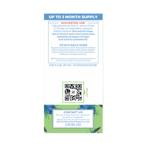 Maryruth's® Organic Black Seed Oil Liquid Extract Perspective: back