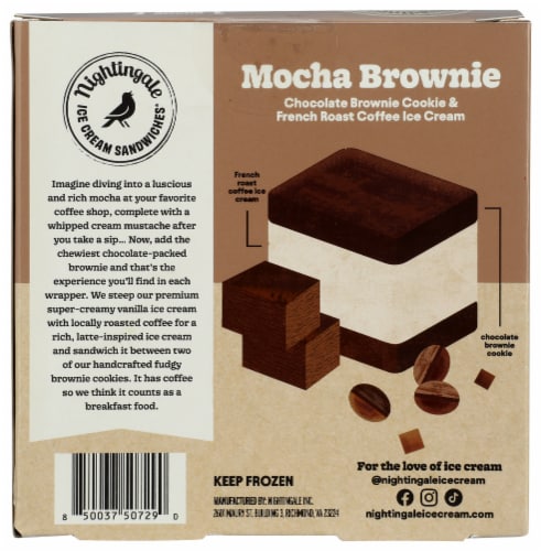 Nightingale Ice Cream Sandwiches® Mocha Brownie Chomp Size Ice Cream Sandwiches Perspective: back