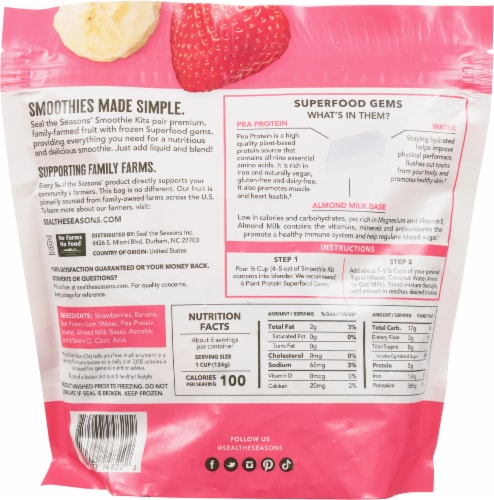 Seal the Seasons Strawberries Banana Plant Protein Smoothie Kit Perspective: back