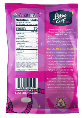 Lesser Evil® Berry Blast! Organic Air-Puffed Corn Rings Perspective: back