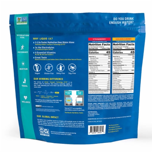 Liquid I.V. Hydration Multiplier Electrolyte Drink Mix, Variety, 0.56 Oz, 30 Ct Perspective: back