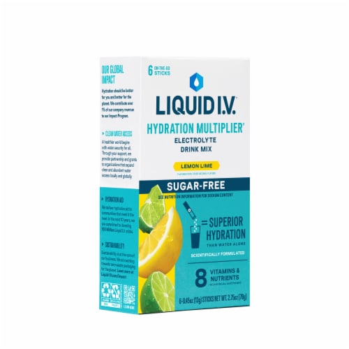 Liquid I.V.® Hydration Multiplier® Zero Sugar Lemon Lime Drink Mix Packets Perspective: back