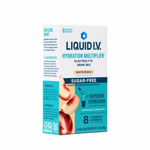 Liquid I.V.® Hydration Multiplier® Sugar-Free White Peach Electrolyte Drink Mix Packets Perspective: back