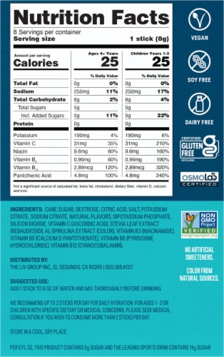 Liquid I.V.® Cotton Candy Kids Hydration Multiplier® Electrolyte Drink Mix Packets Perspective: back