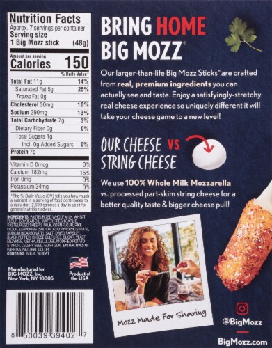 Big Mozz™ Premium Mozzarella Sticks Perspective: back