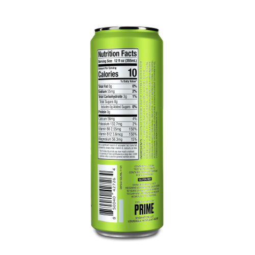 Prime Lemon Lime Energy Drink Can Perspective: back