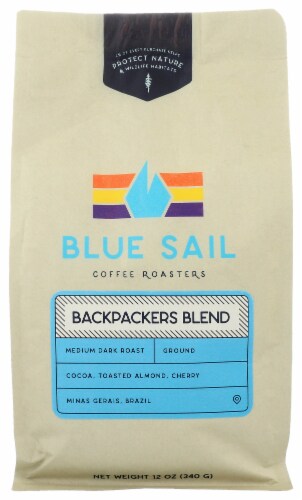 Blue Sail Backpacker's Blend Medium Dark Roast Ground Coffee Perspective: back