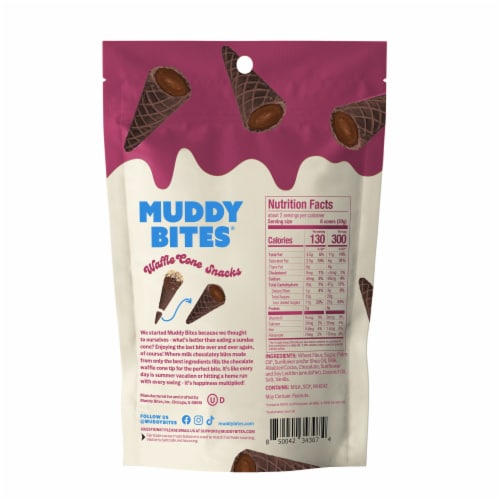 Muddy Bites® Double Fudge Waffle Cone Snacks Perspective: back